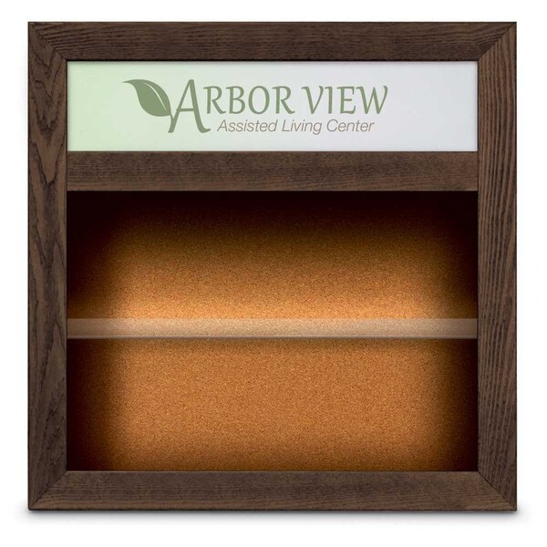Outdoor Enclosed Combo Board, 42"x32", Satin Frame/Burgundy & Amethyst